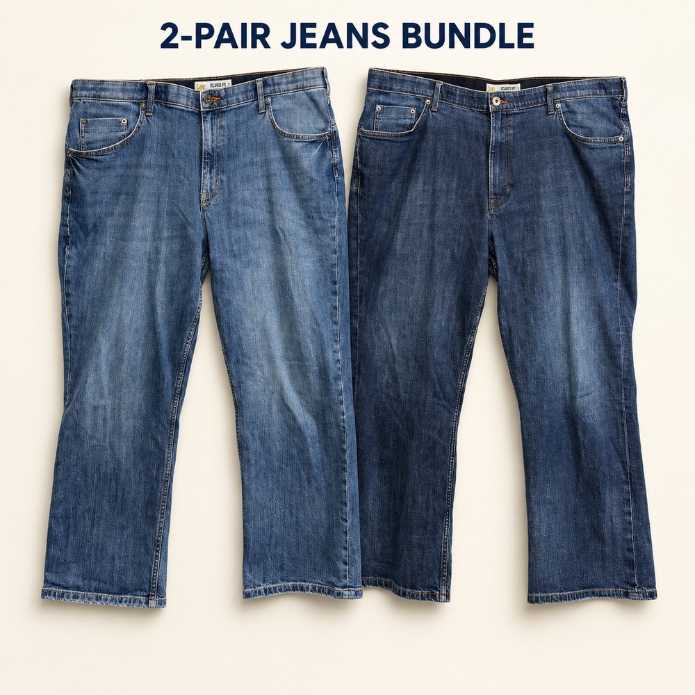 Lee Modern Series Relaxed Fit Straight Leg Jeans Bundle 46x30 Blue 2 Pairs
